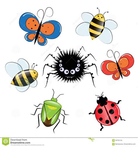 Insect Cartoon Funny Set Stock Vector Illustration Of