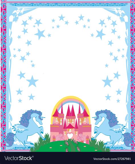 Beautiful Unicorn And Fairy Tale Princess Castle Vector Image