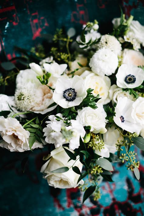 Full And Lush Garden Bridal Bouquet With Garden Roses Anemones