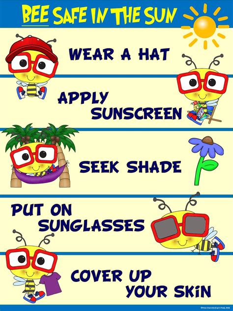 Sun Safe Poster Bee Safe In The Sun Sun Safety Activities Bee Safe Summer Safety