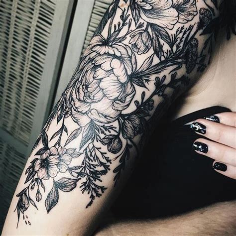 Linework Tattoo Sleeve Sleevetattoos Tattoos Flower Tattoo Sleeve