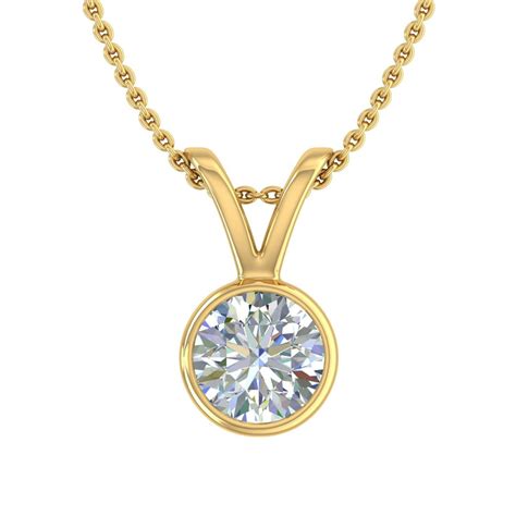Finerock 12 Carat Diamond Solitaire Pendant Necklace In 14k Yellow