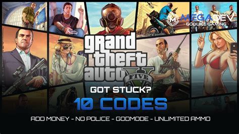 The pc codes remain the easiest way to get your cheat on, but we've also listed the input codes for xbox and playstation pads, and the phone numbers you can dial. GRAND THEFT AUTO 5 Cheats: Add Money, No Police, Godmode, ... | Trainer by MegaDev - YouTube