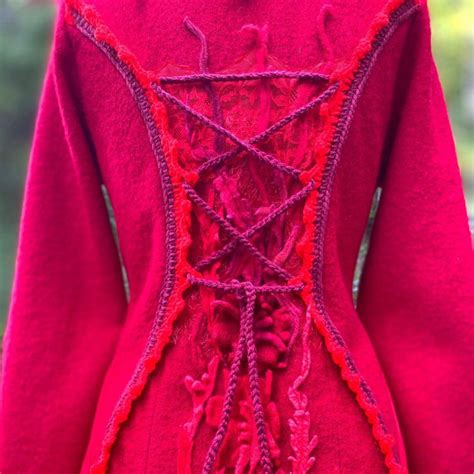 Long Winter Red Sweater Coat Fantasy Boho Refashioned Goddess Etsy In
