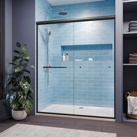 sunny shower semi frameless shower doors with 1 4 in clear glass 58 5 in 60 in w x 72 in h