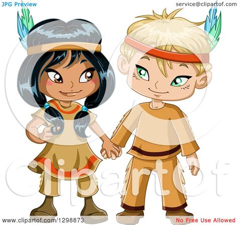 Clipart Of A Cute Native American Indian Boy And Girl