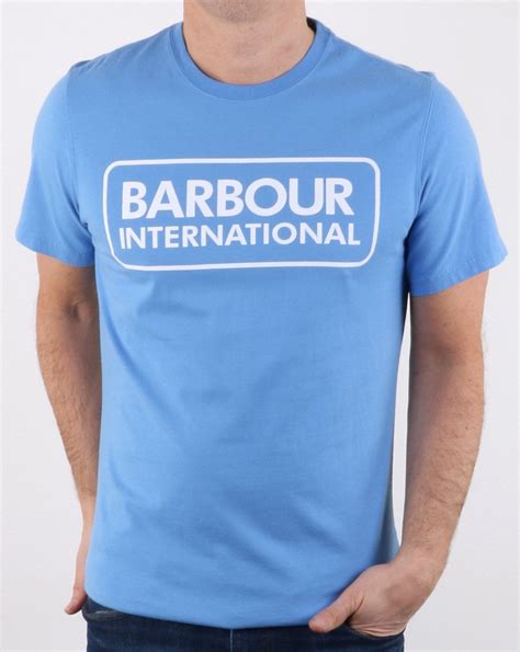 Barbour International Logo T Shirt Blue 80s Casual Classics