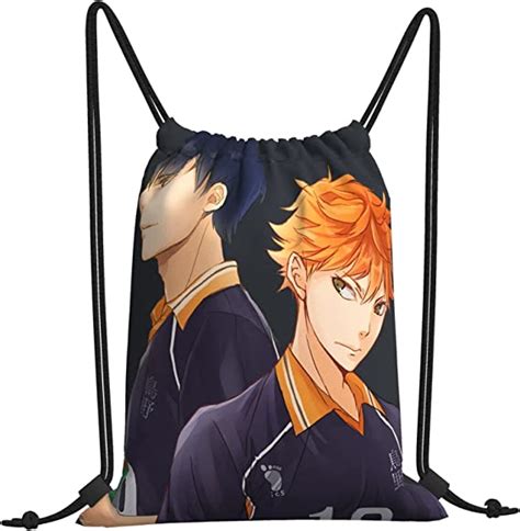 man s women anime haikyuu shoyo hinata tobio kageyama personalised drawstring bag gym drawstring