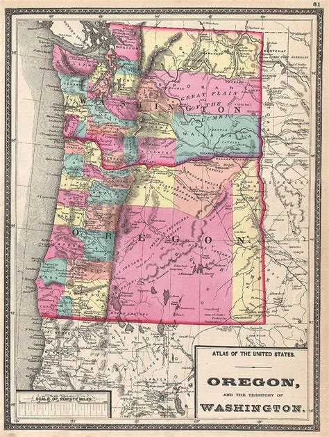 1872 Walling Map Of Washington And Oregon Photograph By Paul Fearn