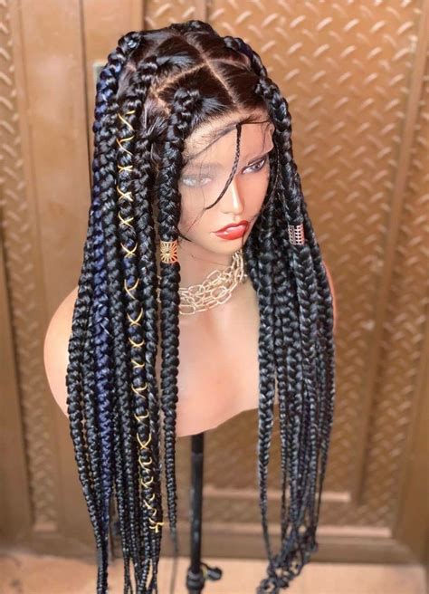 Braided Wigbox Braided Wig Lace Front Wigfull Lace Wig Etsy
