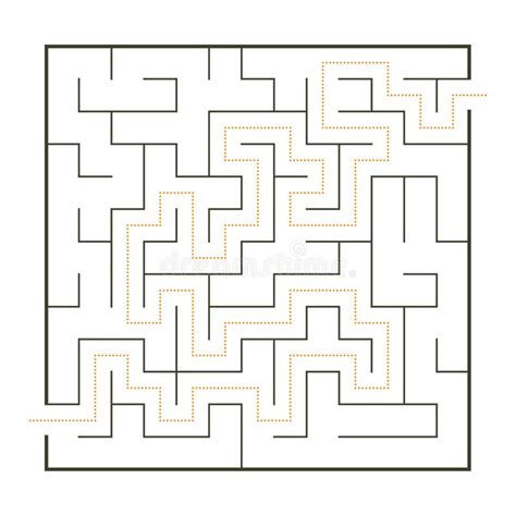 Labirinto Simples Com Solução Do Trajeto Ilustração Do Vetor