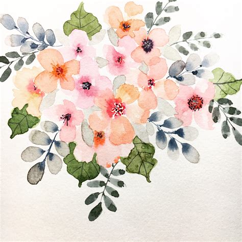 Watercolor Flowers Art And Collectibles Painting
