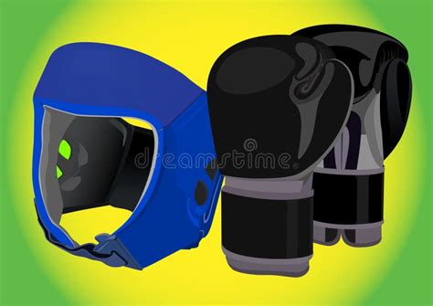 Capacete E Luvas Do Equipamento De Encaixotamento Ilustra O Do Vetor