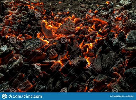 Hot Embers From A Campfire At Night Stock Image Image Of Warm