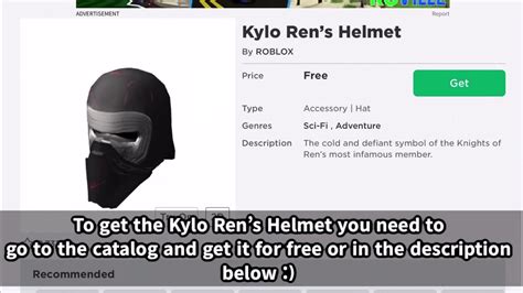 Free Item How To Get The Kylo Rens Helmet In Roblox Youtube