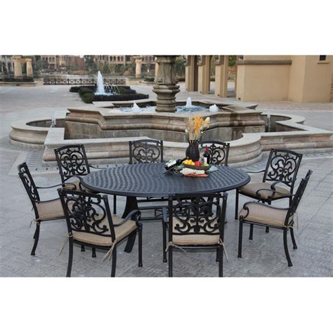 Darlee Santa Barbara 9 Piece Cast Aluminum Patio Dining Set With Oval