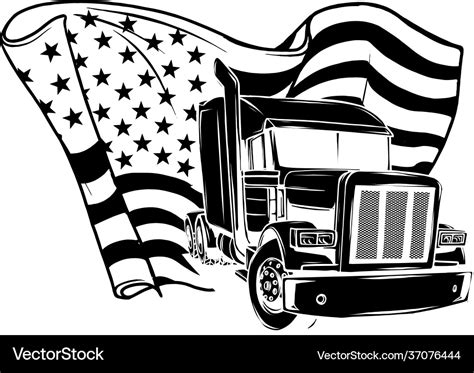 Black Silhouette Classic American Truck Royalty Free Vector