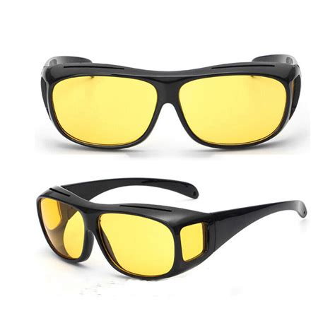 Anti Glare Yellow Tinted Hd Night Vision Driving Glasses Classic Pilot Goggles Ebay