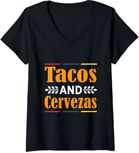 Amazon Com Womens Tacos And Cervezas Funny Beer V Neck T Shirt Clothing Shoes Jewelry