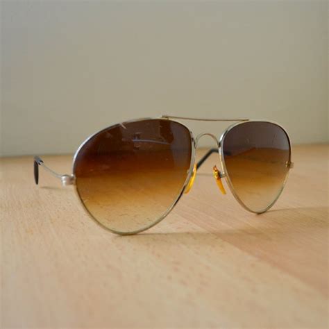 Vintage 1970s Aviator Sunglasses Brown Tint Lenses Etsy Aviator