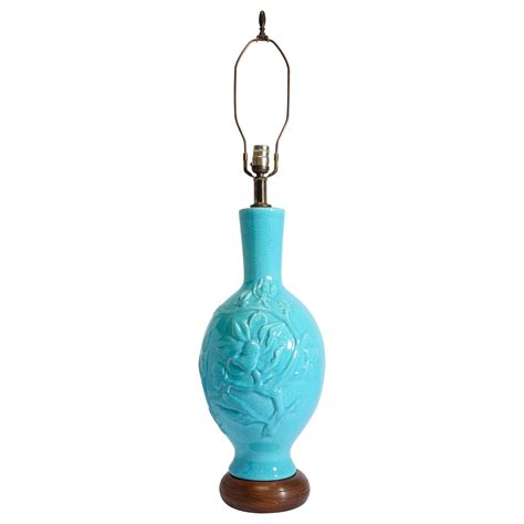 Vintage Asian Oriental Chinese Turquoise Ceramic Table Lamp For Sale At 1stdibs Vintage Asian