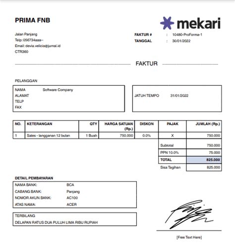 Contoh Proforma Invoice Bahasa Indonesia Invoice Template Ideas