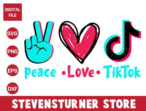 Peace Love Tiktok Svg Tiktok Icon Svg Png Eps Dxf Print Etsy