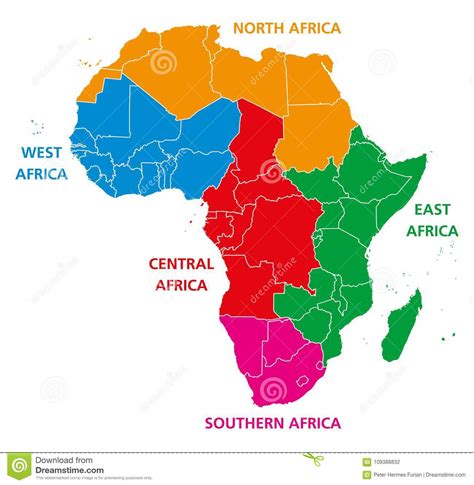 Regions Of Africa Political Map Stock Vector Illustration Of Landmass