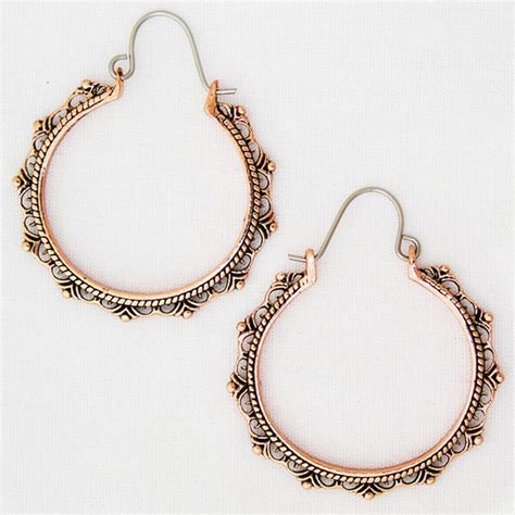 Bohemian Solid Copper Hoop Earrings Ech Copper Earrings With