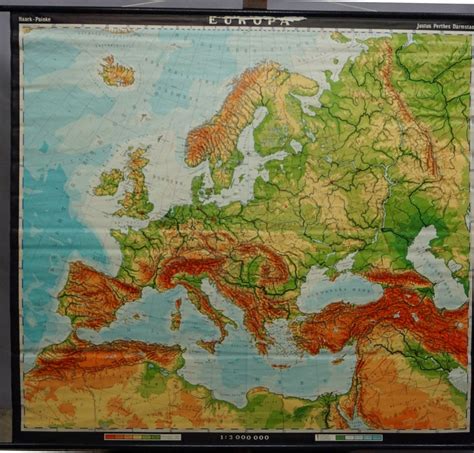 Vintage Map Of Europe Rollable Mural Wall Chart Poster Print Etsy