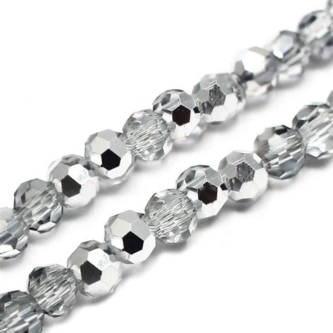 Crystal Round Beads 4mm Half Silver Plate Craft Hobby And Jewellery
