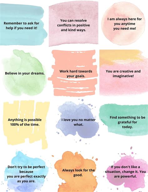 Daily Affirmation Card Printable Use As Encouraging Messages Lunch