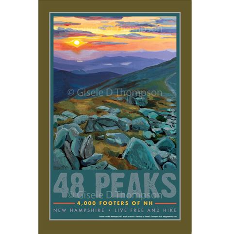 48 Peaks 4000 Footers Of Nh Posters 11x17 Print Set Of 4 Sunset From