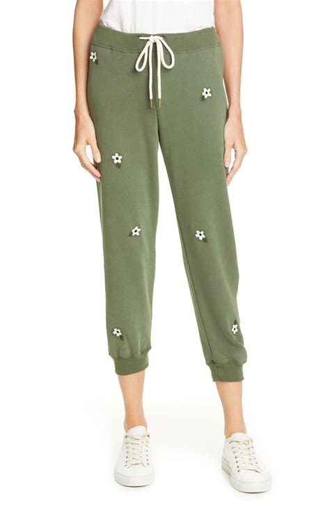 The Great The Cropped Sweatpants With Floral Embroidery Nordstrom