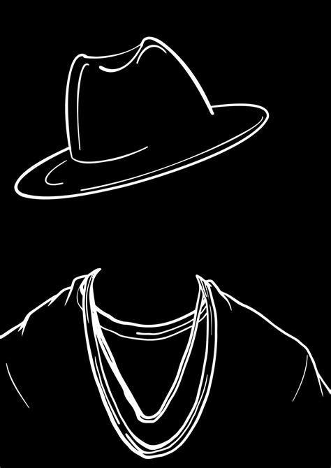 Vector Illustration Of Black And White Man In Silhouette With Fedora