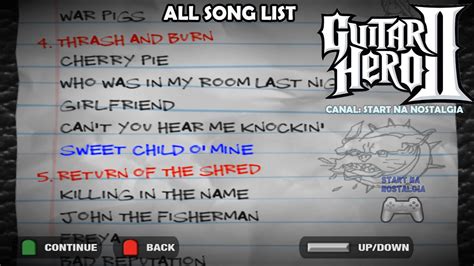 Guitar Hero 2 Song List Lista Todas As Musicas Soundtrack Bonus Music Youtube