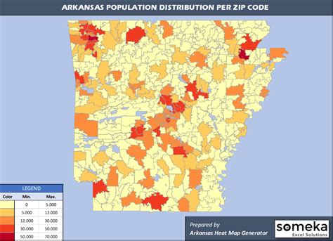 Arkansas Zip Code Map And Population List In Excel