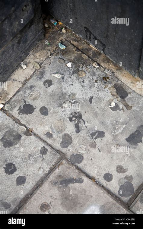 Chewing Gum Stuck On The Pavement Sidewalk In Oxford Street London