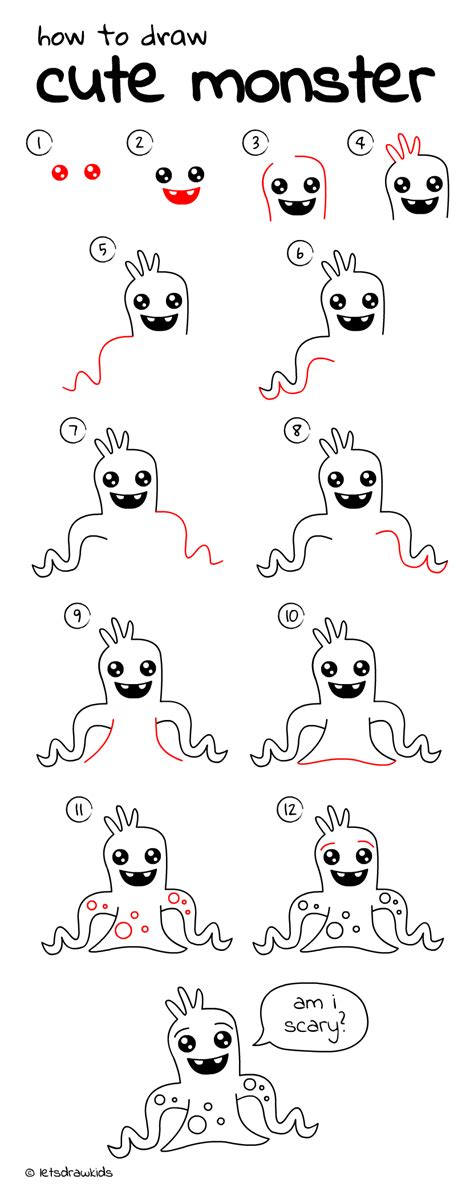 How To Draw Cute Monsters Step By Step At Drawing Tutorials