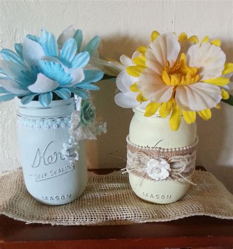 Shabby Painted Mason Jars With My Flower Penslove These Colors