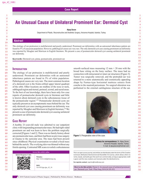 Pdf An Unusual Cause Of Unilateral Prominent Ear Dermoid Cyst