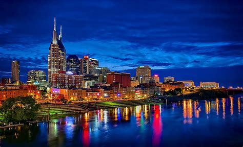 Nashville Skyline At Night Panorama Photograph By Dan Holland