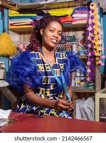 Happy Female African Nigerian Tailor Fashion Stock Photo