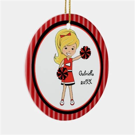 Cute Blonde Haired Cheerleader Christmas Ornament Zazzle