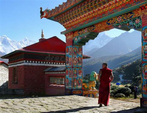 Buddhist Monk Monastery Himalayas Monastic Life Buddhist Monk At The