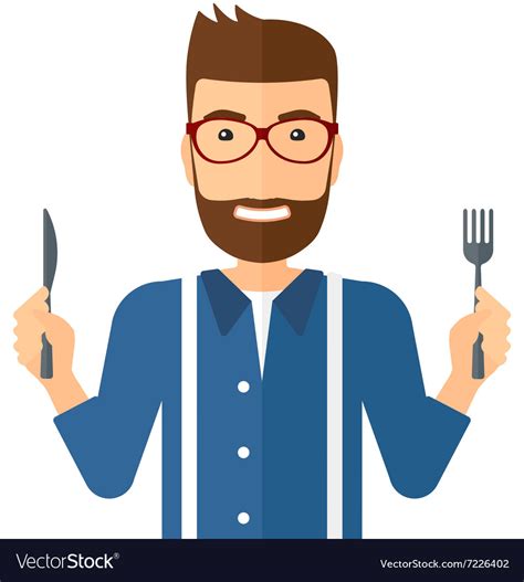 Hungry Man Waiting For Food Royalty Free Vector Image