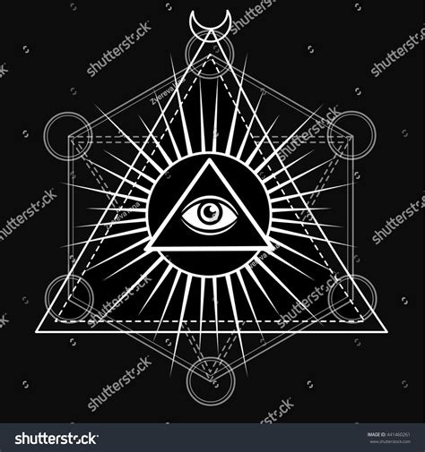 Esoteric symbols thin line geometric vector. Eye Providence All Seeing Eye Inside Stock Vector ...