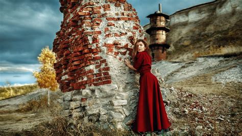 Wallpaper Wanita Di Luar Ruangan Gaun Merah Model Andrey Metelkov