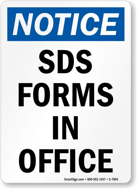 Sds Forms In Office Osha Notice Sign Lowest Prices Sku S 7894
