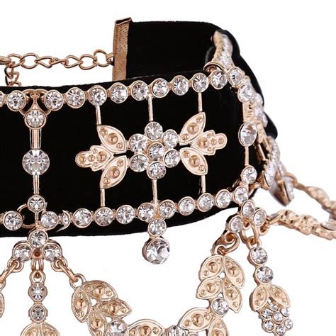 Crystal Rhinestone Velvet Statement Choker Necklace Jewelry Uniqistic